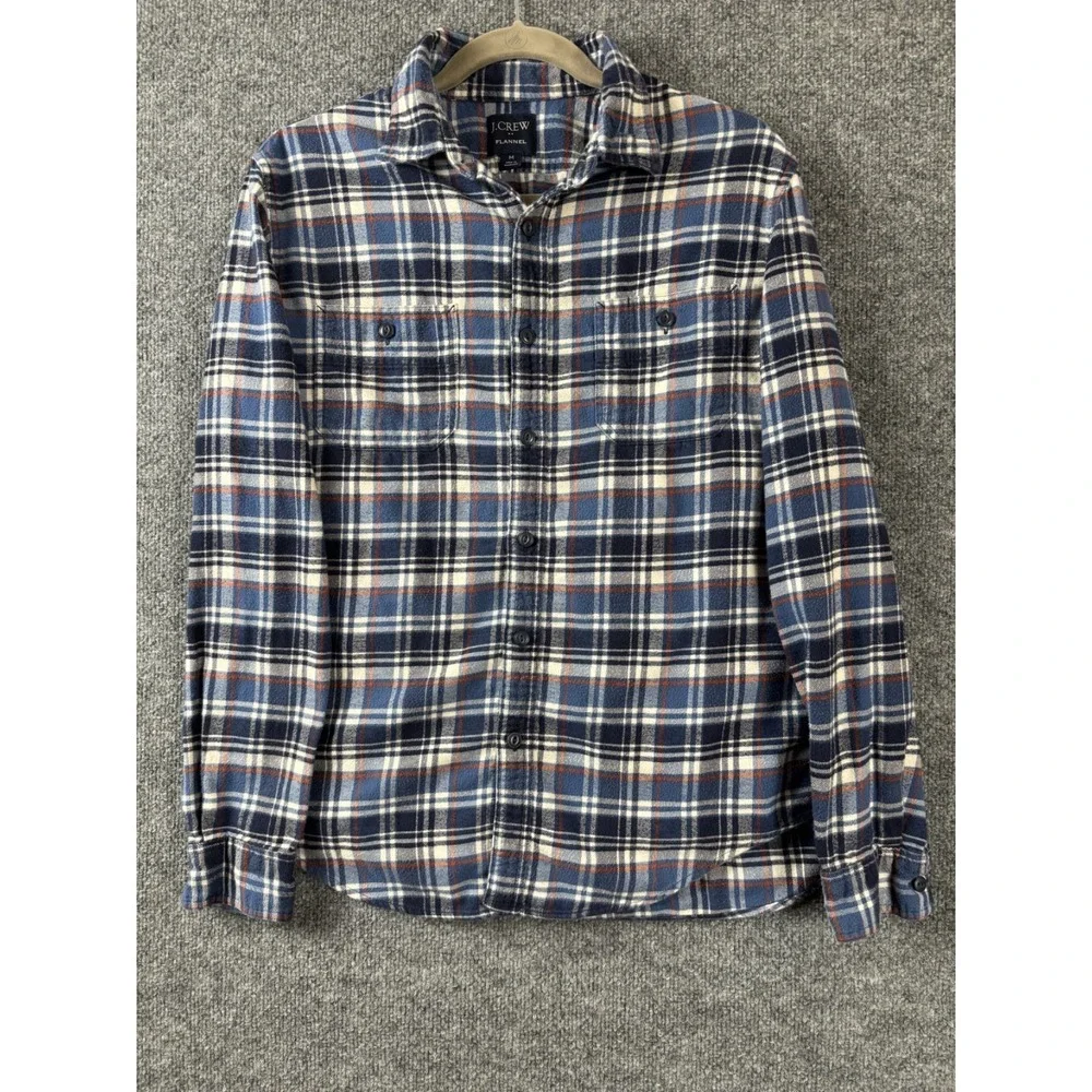 J.Crew Shirt Men's Size Medium‎ Blue Plaid Flannel Outdoor Casual Heritage
